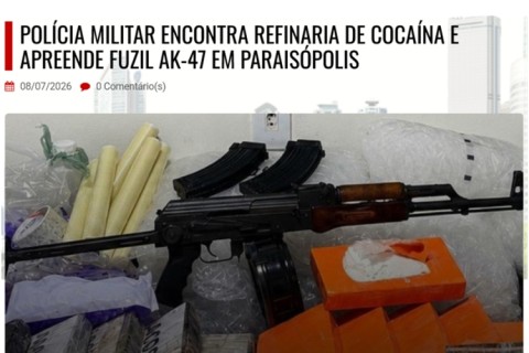 Polícia Militar  encontra refinaria de cocaína e apreende Fuzil AK-47 em Paraisópolis